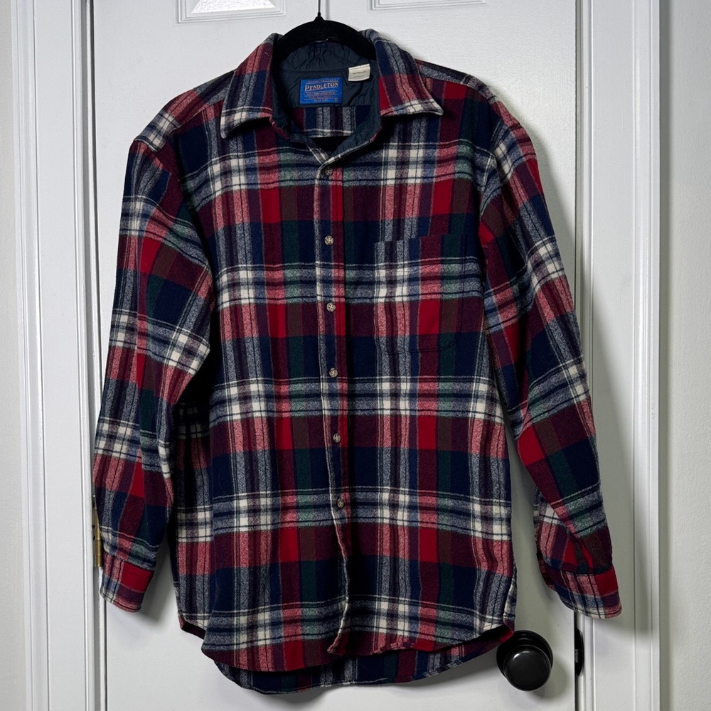 Vintage Pendleton Plaid Wool Shirt Made in USA Unisex Lodge Cabin L